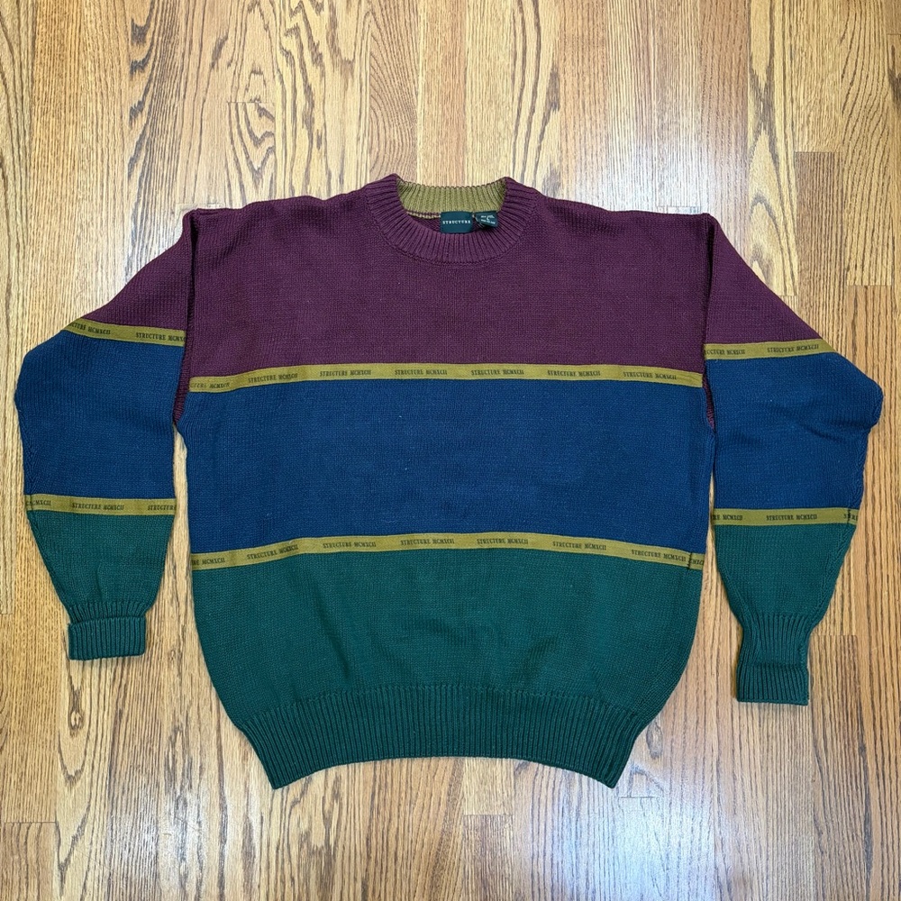 Structure Vintage Tri-tone Striped Knit Sweater